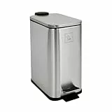 SVITA ST5 Mülleimer Treteimer Tretmülleimer Abfalleimer 5l Bad Küche inklusive Inneneimer Tretmechanismus Softclose-Deckel Tragegriff rechteckig Silber