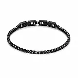 JewelryWe Tennisarmband Damen Armband mit Zirkonia: Schwarz Edelstahl Tennis Armband Verstellbar Armkette Armreif Fußkettchen mit abnehmbarem Verschluss Elegant Schmuck 2mm Breit 19cm Länge