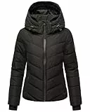 MARIKOO Damen Winterjacke warme Steppjacke mit abnehmbarer Kapuze Samuiaa XVI Black Gr. M