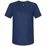 MISEMIYA - Medizinische Uniformen Unisex Top Krankenschwester Krankenhaus Berufskleidung - Large, Marineblau