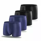 SIHOHAN Herren Unterhosen, Atmungsaktiv Männer Unterwäsche, Sehr Flache und Feine Nähte, 4er Pack, Schwarz-Blau, Größe M