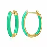MESOVOR 18 Karat Vergoldete Creolen Ohrringe mit Emaillefarbe, U-förmige Kleine Leichte Huggie-Ohrringe Geschenke für Frauen und Mädchen (Avocado Grün)
