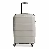 Stratic Straw + Hartschalen-Koffer Trolley Koffer groß Reisekoffer, nachhaltig, 4 Rollen, erweiterbar, TSA-Schloss (Größe M, beige)