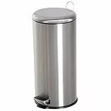 HOMCOM 30L Mülleimer Abfalleimer, Papierkorb, Treteimer mit Deckel, Fußpedal, Müllbehälter mit Inneneimer, Mülltrennung für Wohnzimmer, Büro, Rund