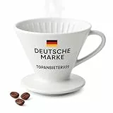 Porzellan Kaffeefilterhalter Größe 4 – hochwertig - Handfilter in Weiß, Kaffeekanne, Dauer Pour Over für 1–4 Tassen, für aromatischen Filterkaffee, passend für Melitta Kaffeefilter Gr. 4