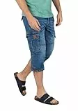 Timezone Herren 3/4 Cargo Jeans Loose MILESTZ Short Mid Waist Loose Fit - Blau, Größe:W 33, Farbe:3444-3819 Middle Blue Wash