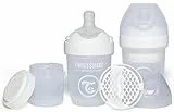 Twistshake 2x Pro Double Anti-Kolik Babyflasche mit Milchpulverbehälter und Mixer - 180 ml | Langsam Fließende, Brustähnliche Brustwarze aus Silikon | BPA-freie | Geeignet für Neugeborene (0+) | Weiß