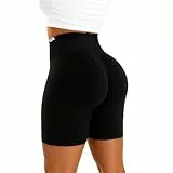 SMILODOX Sport Shorts Damen Amaze Pro, Seamless Blickdichte Radlerhose, Unsichtbarer Scrunch-Effekt, V-Shape High Waist Kurze Sporthose Biker Shorts Yoga Fitness Gym, Größe:M, Color:Schwarz