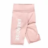 linboo Mädchen Leggings Kurze Hose Capri-Hose Radlerhose Sommer Sport Shorts Weich Elastisch Radler Kurz 1/2 Hosen Briefdruck, Rosa, 134-140(Herstellergröße: 140)