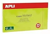 APLI 15004 Funny Haftnotizen, 125 x 75 mm, Block mit 100 Haftnotizen, fluoreszierend grün