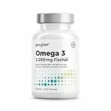 Omega 3 Kapseln - hochdosiert mit 2000mg Fischöl, 1000mg EPA & 500mg DHA pro Tagesdosis (in Triglycerid-Form) - essentielle Fettsäuren aus Meeresfischen - laborgeprüft & in Deutschland entwickelt
