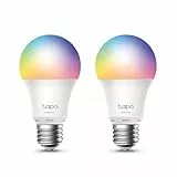 Tapo TP-Link smarthome E27 Glühbirne, glühbirnen, Mehrfarbrige smart lampe, zubehör, kompatibel mit Alexa, Google Assistant, App, energiesparend, Kein Hub notwendig (2 Pack)