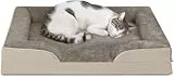 normani Ergonomisches Katzenbett für Europäische Kurzhaar, 50x60x14 cm, für Maine-Coon und kleine Hunde - Ortopädisches Katzenkissen - waschbares Katzenkörbchen mit hohem Rand Farbe Beige