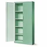 Jan Nowak Aktenschrank C001H Büroschrank Metallschrank Aufbewahrungsschrank 4 verstellbare Fachböden Pulverbeschichtet Abschließbar 195 cm x 90 cm x 40 cm (Pastellgrün)