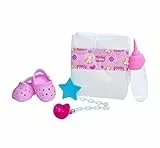 Simba 105560004 - New Born Baby on Tour Set, Windel, Schnuller mit Kette, Flasche und Sandalen für 38-43cm Puppen, ab 3 Jahren