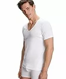 FALKE Herren Unterwäsche Daily Climate Control Outlast® Deep V-Neck M S/s Ts Baumwolle schnelltrocknend 1 Stück, Weiß White 2000, XL