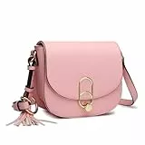 Miss Lulu Schultertasche Damen Umhängetasche Cross Body Bag Modern Mit Reißverschluss Quaste Urlaub Shopping (Pink)