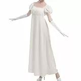 Fiamll Regency Kleid Damen - Empire Waist Jacquard Kleid für Hochzeit, Abendkleid, Party - Victorianisch,Marie Antoinette Kostüm,M