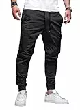 Elegancity Cargohose Herren Lang Casual Schwarz Jogginghose Stretch Arbeitshosen Regular Fit Cargo Hosen Elastische Herren Freizeithose mit Taschen,Schwarz XL