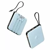 VRURC Power Bank mit Kabel 10000mAh Klein USB C Powerbank Schnelles Aufladen 22.5W Mini Tragbares Ladegerät Externer Akku Klein Aber Stark akkupack LED-Anzeige Kompatibel mit iPhone Huawei (Blau)