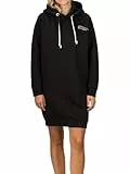 DENIMFY Hoodie Damen lang Oversized DFAnna Kapuzenpullover Pullover Sweatkleid Kapuzenkleid Streetwear Print Schwarz M, Größe:M, Farben:Black