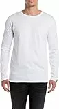 Replay Herren Langarmshirt mit Rundhalsausschnitt, Weiß (White 001), XL