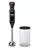 Bosch Stabmixer ErgoMixx MS6CB6110, Edelstahl-Mixfuß, Mix- und Messbecher, 4-Klingen-Messer, leichtes Gehäuse, 12 Stufen plus Turbostufe, einfache Reinigung, 1000 W, schwarz/anthrazit