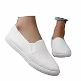 Leinenschuhe Damen Weiße,Laufsportschuhe Classic Stoffschuhe Bequeme Fitnessschuhe Flache Tennisschuhe Running Joggingschuhe Slip-On Freizeitschuhe Leichtgewichts Trekkingschuhe Wanderschuhe