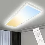 YIFMOO 24W LED Deckenleuchte Flach Dimmbar, 2700K-6500K Ultra Panel Deckenlampe mit Fernbedienung, IP54 Deckenleuchten Dimmbar für Wohnzimmer Schlafzimmer Badezimmer Büro Küche, 58x20x2,8cm, Weiß