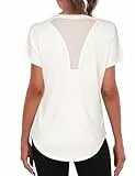 Wayleb Funktionsshirt Damen Kurzarm Rundhals Sport T-Shirt Oberteile Frauen Sportshirt Leichtes Atmungsaktiv Laufshirt Fitness Gym Yoga Longshirt Tops, Weiß XL