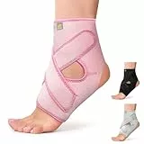 Bracoo Sprunggelenkbandage, Einstellbare Atmungsaktive Knöchelbandage für Plantarfasziitis, Achillessehne, Knöchelschmerzen, Knöchelverstauchung, Sehnenscheidenentzündung, 1 Stück, FS10, Rosa, L/XL