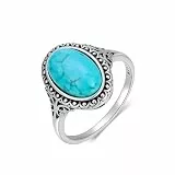MUUYON Damenringe Silber 925 Türkisring Damen Ringe Türkis (54(17.3)