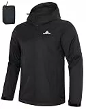 Pioneer Camp Regenjacke Herren - Wasserdicht mit Kapuze - Sportliche Wasserdichte Fahrradjacke mit Windschutz, Schwarz, M