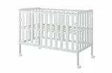 zee Bambi 120x60 cm Weiß Beistellbett Baby mit Matratze & Rollen Tragbar Babybett Verstellbarer Stubenwagen Kinder Bett 3-Fach Höhenverstellbar Absenkbare Seite