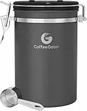 Coffee Gator Aromadichte Kaffeedose Aufbewahrungsbehälter mit CO2 Ventil und Magnetischem Dosierlöffel (Grey, Large)