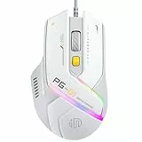 INPHIC PG1 Gaming Maus mit Kabel, 12800 DPI Hochpräzise, 6 programmierbare Tasten, atmungsaktive RGB Hintergrundbeleuchtung Ergonomische PC Maus Kabel für Computer/Mac/Laptop - Weiß