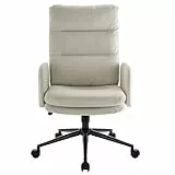IWMH Schminktisch Stuhl, Schreibtischstuhl mit Rollen,Bürostuhl Ergonomisch mit Armlehne,Schminkstuhl Hoher Rückenlehne,Drehstuhl Höhenverstellbarer Buero Wohnzimmer (Beige)