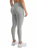 YEOREO Damen Sport Leggings Invisible Scrunch Butt Gym Leggings Hoch Taille Yoga Legging Booty Workout Leggings Booty Lifting Po Push Up Gym Sporthose Hellgrau S