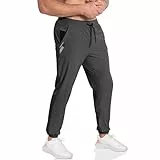BROKIG Leichte Sporthose Herren Lang, Kontrastfarbe Mesh Fitness Hose Herren Gym Schnelltrocknend Dünn Trainingshose Jogginghose mit Reißverschlusstasche (Dunkelgrau,S)