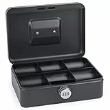 Sax Geldkassette mit Zahlenschloss, extra Starkes Schloss, 25 x 18 x 9cm, Large, Schwarz Safety Cash Box