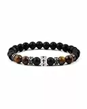 TOLOWOBK Kreuz Armband Herren Tigerauge Armband Männer Perlenarmband Herren Jungen Naturstein Perlen Armbänder Christliche Einschulung Schulanfang Geburtstag Geschenke für Sohn Bruder Enkel Neffe