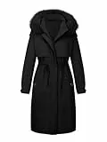 Geschallino Damen Große Größen Parka Jacke Langer Winter Warmer Kapuzenmantel mit Reißverschluss D-3108PLUS Schwarz 5XL