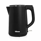 Tristar Cool Touch Wasserkocher – 2200 Watt, 1,5 Liter, Doppelwandige Kanne, Strix-Basis, Verdecktes Heizelement, WK-3404, Schwarz