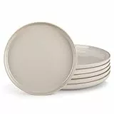 vancasso Speiseteller 6er Set 26cm, PLAYA Steingut Essteller 6 Personen Modern, Große Teller Set Softes Beige für Frühstücksteller, Dessertteller, Flache Teller, Mikrowellen und Spülmaschinenfest