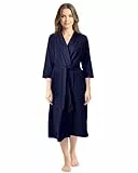NY Threads Luxuriöser, leichter Damen-Bademantel/Frauen Morgenmantel aus weichem Poly-Baumwollstrick (Groß, Marine)