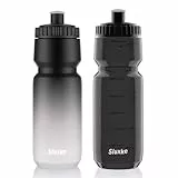 SLUXKE 720ml Fahrrad Trinkflasche, 2 Stück Wasserflasche Fahrrad, Squeeze Rennrad Flaschen Auslaufsicher Fahrradflaschen, Geeignet für Outdoor, Fitness, Radfahren, Laufen (Schwarz Weiß und Schwarz)