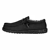 HEYDUDE Wally Canvas Herren - Slip on Schuhe - Mokassin Stil, Black/Black, 43