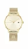 Tommy Hilfiger Analog Quarzuhr für Damen mit Goldfarben Edelstahl-Mesh-Gliederarmband - 1782286