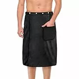 Aomig Saunakilt Herren Elastisch Verdicktes Badetuch Verstellbare Größe Schnapp-Badetuch Kilt Herren Großes Schnell Trocknendes Saunatuch für Fitnessstudio Dusche Sauna Spa Strand (Schwarz, 80*150 cm)