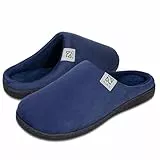 WateLves Damen Herren Hausschuhe aus Memory-Baumwolle Drinnen Pantoffeln im Herbst und Winter für Drinnen und Draussen (Dunkelblau, 44/45 EU)